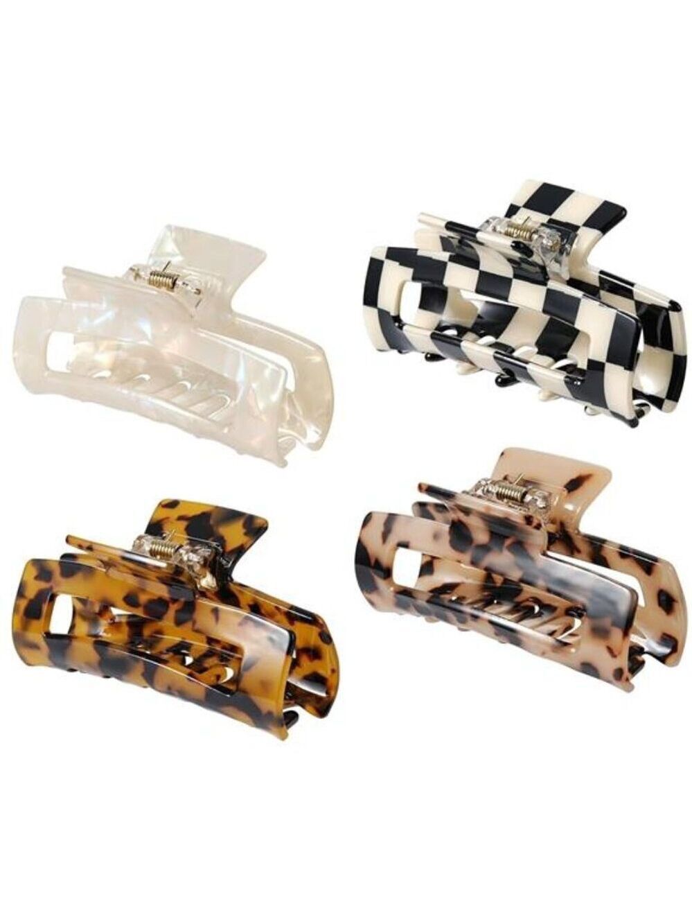 4Pcs Hair Claw Clips Banana Barrettes French Jaw Clips Leopard Mermaid Hairpins